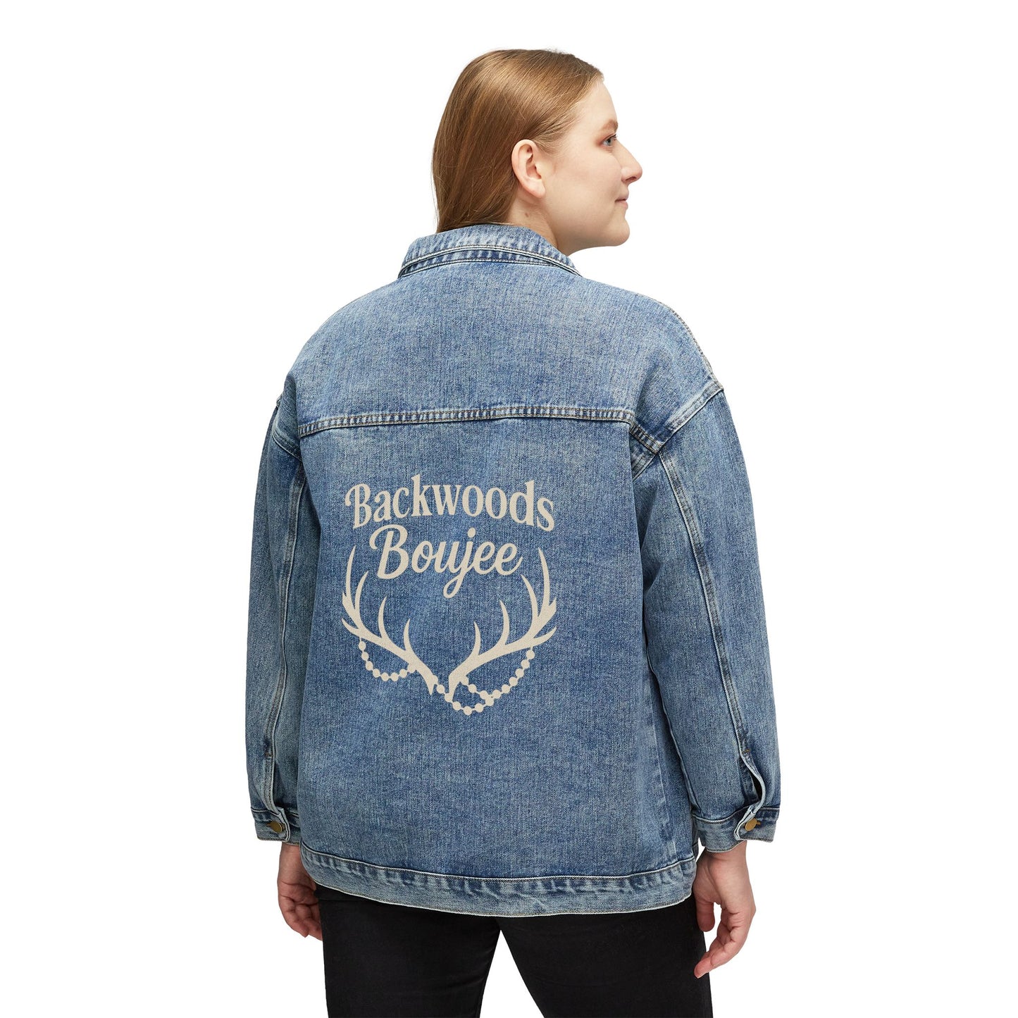 Backwoods Boujee Women's Denim Jacket, Boho Chic Jean Jacket, Casual Fall Layering, Unique Gift for Her, Trendy Fashion Piece