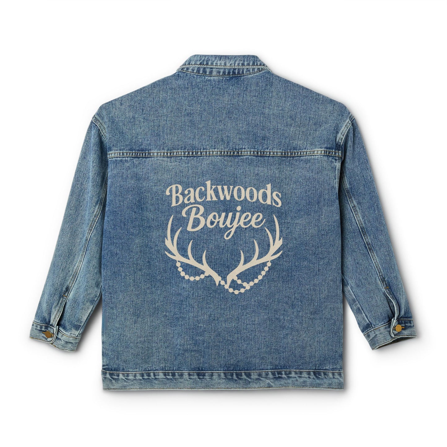 Backwoods Boujee Women's Denim Jacket, Boho Chic Jean Jacket, Casual Fall Layering, Unique Gift for Her, Trendy Fashion Piece